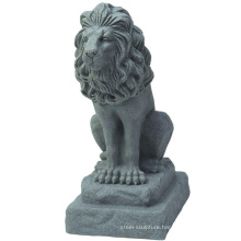 Hand carved gray stone sitting lion for sale